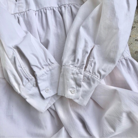 En Saison Poplin Mini Dress Tiered Baby Doll Oversized Off White Cotton M - Picture 8 of 12